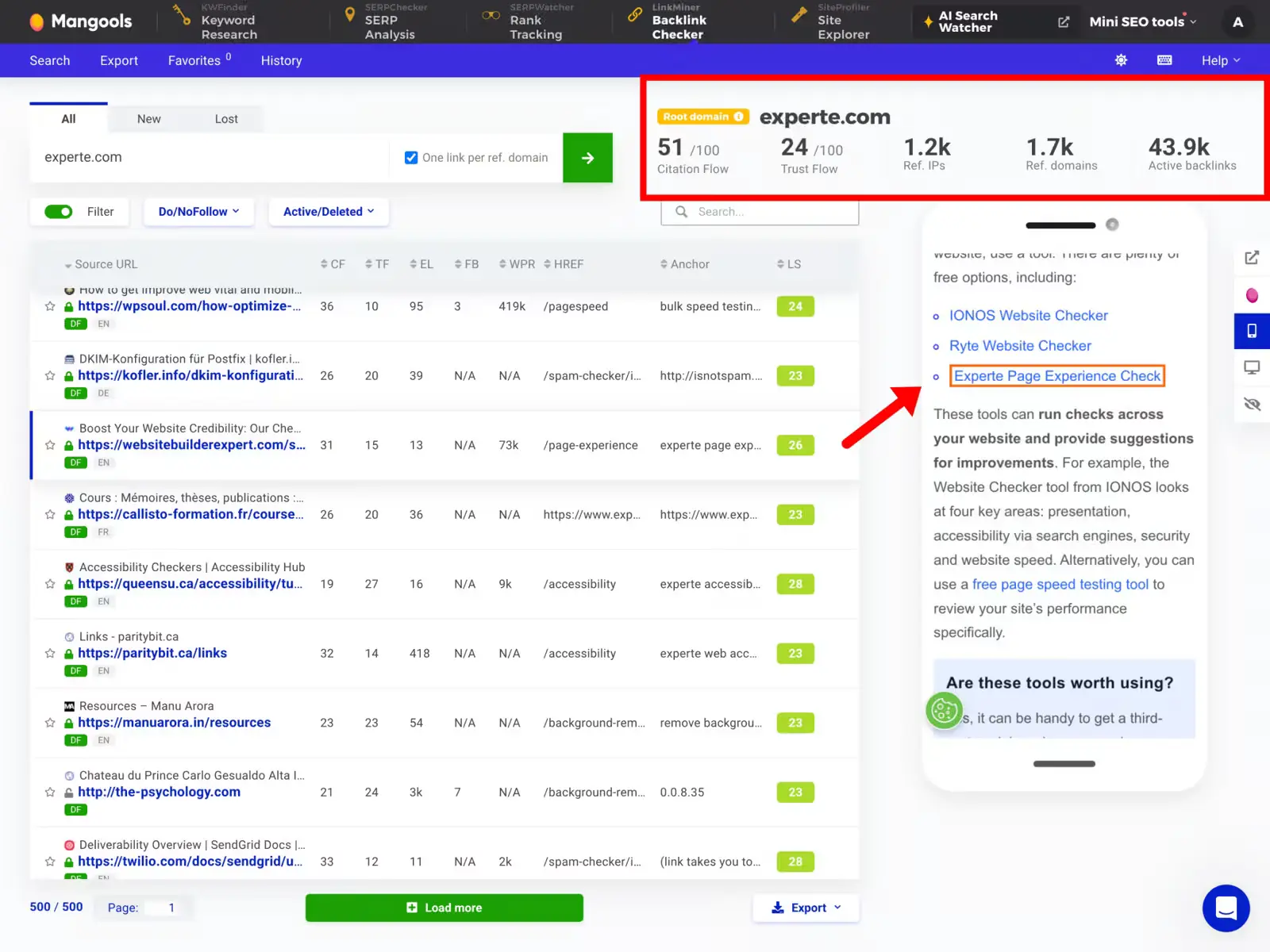 mangools test backlinks